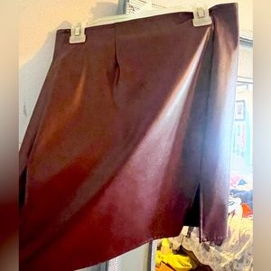 Wine burgundy leather skirt